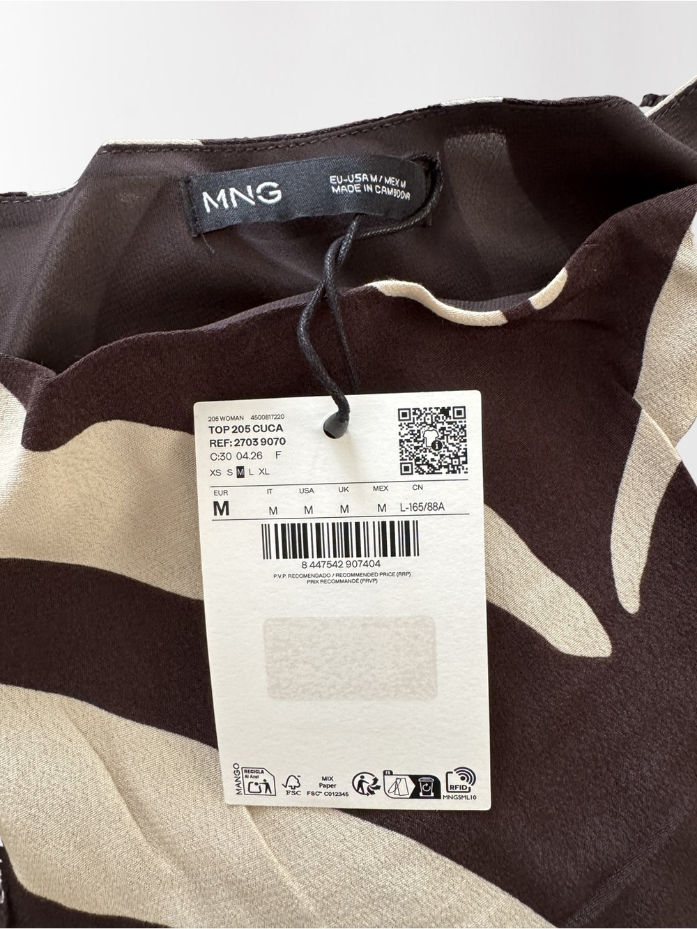 Mango One-Shoulder Zebra-Print Top Size Medium - Picture 3 of 6